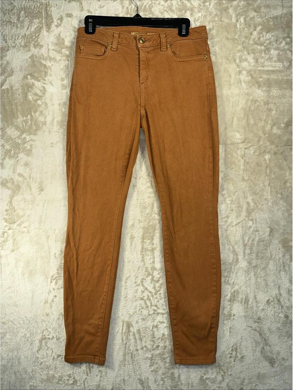 Michael Kors Women’s Izzy Skinny Orange/Bronze Jeans Size 4 w/ Gold accents